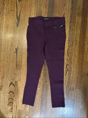 DKNY Deep Plum Ponte Leggings with Zip Pocket